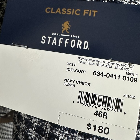 Stafford Men's 46R Houndstooth Seasonal Sport Coat Jacket Classic Fit NWT - Picture 14 of 15